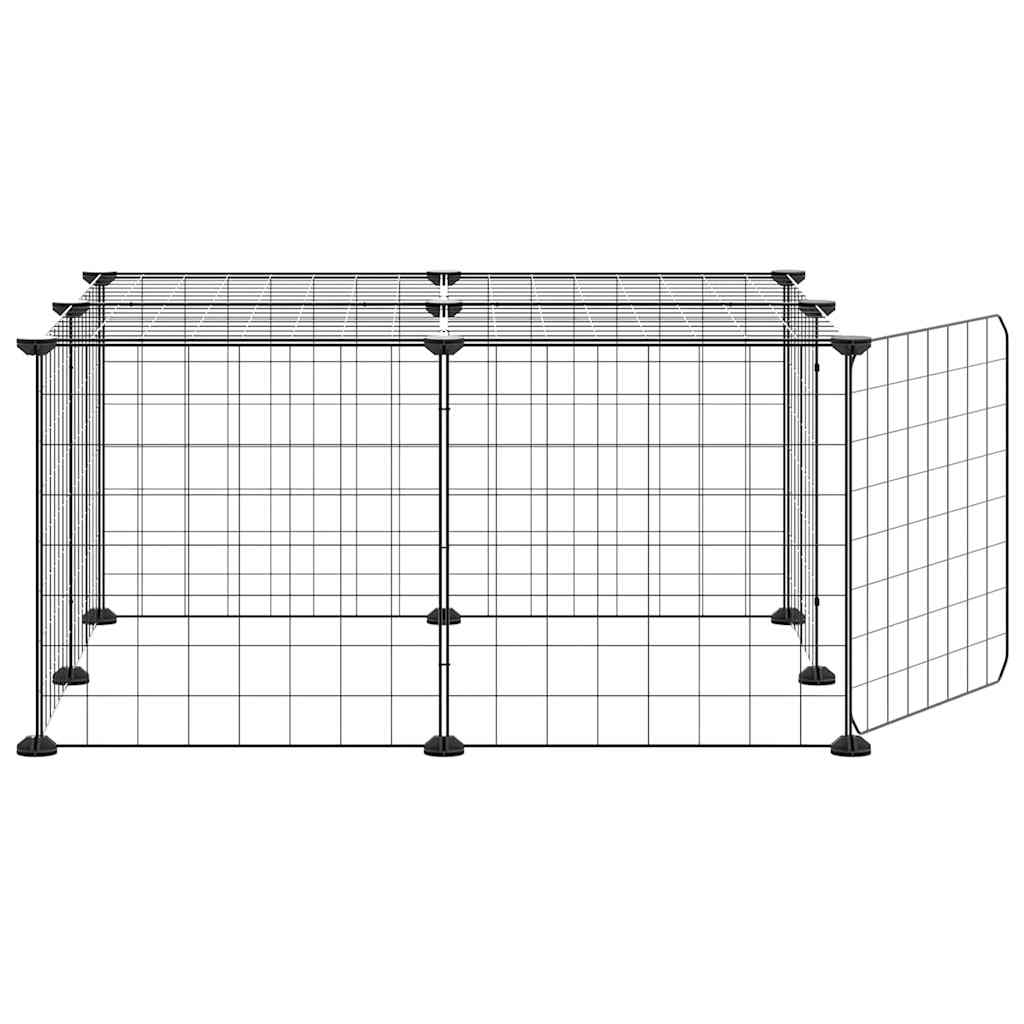 12-Panel Pet Cage with Door Black 35x35 cm Steel