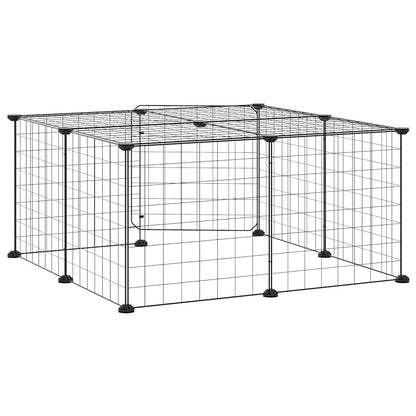 12-Panel Pet Cage with Door Black 35x35 cm Steel