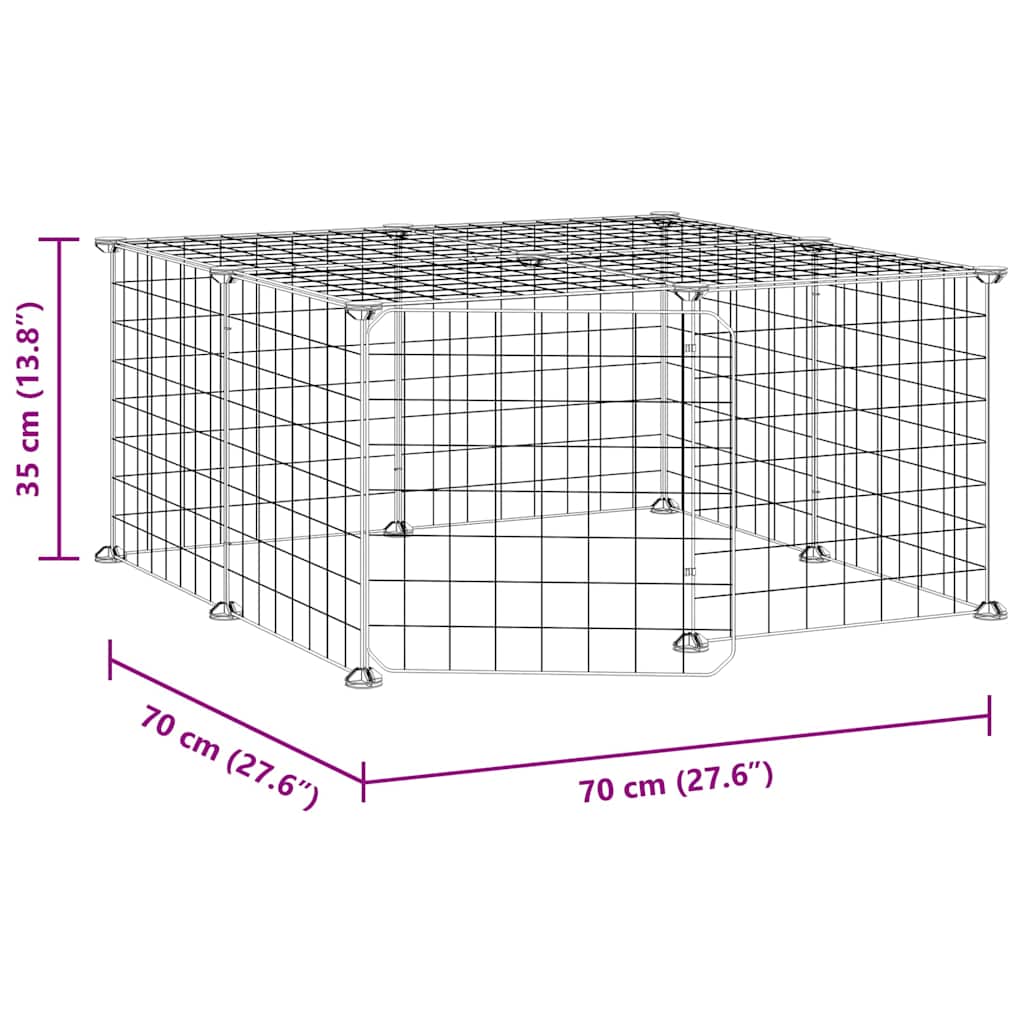 12-Panel Pet Cage with Door Black 35x35 cm Steel