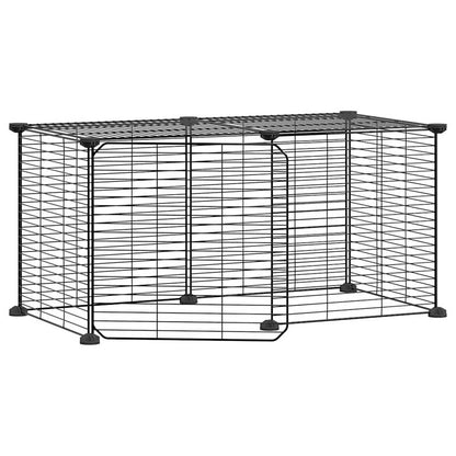 8-Panel Pet Cage with Door Black 35x35 cm Steel