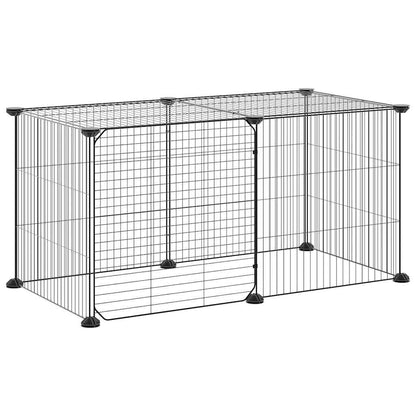 8-Panel Pet Cage with Door Black 35x35 cm Steel