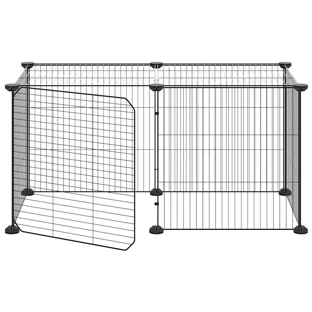 8-Panel Pet Cage with Door Black 35x35 cm Steel