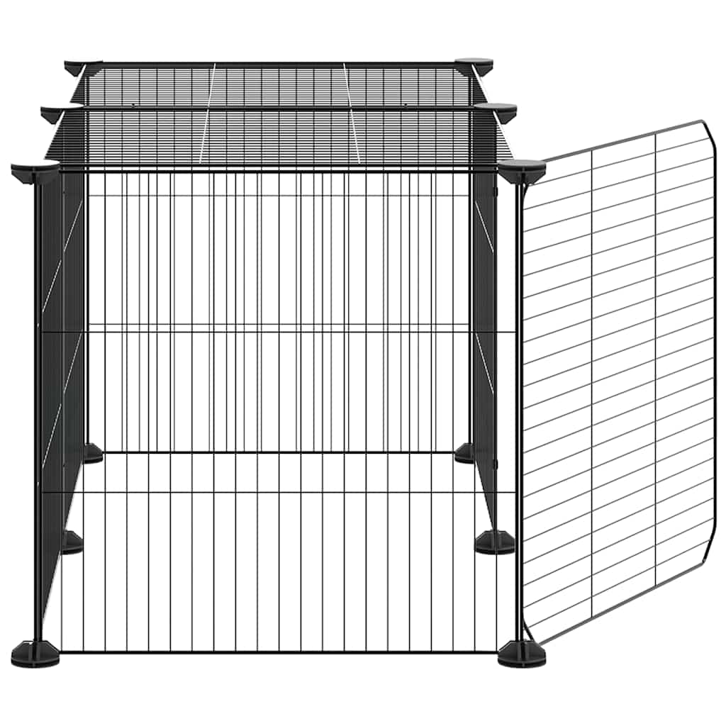 8-Panel Pet Cage with Door Black 35x35 cm Steel