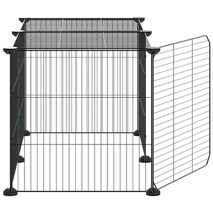 8-Panel Pet Cage with Door Black 35x35 cm Steel