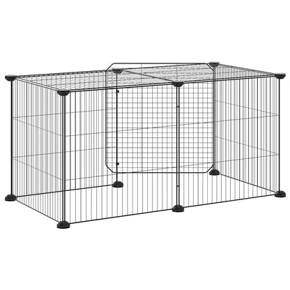 8-Panel Pet Cage with Door Black 35x35 cm Steel