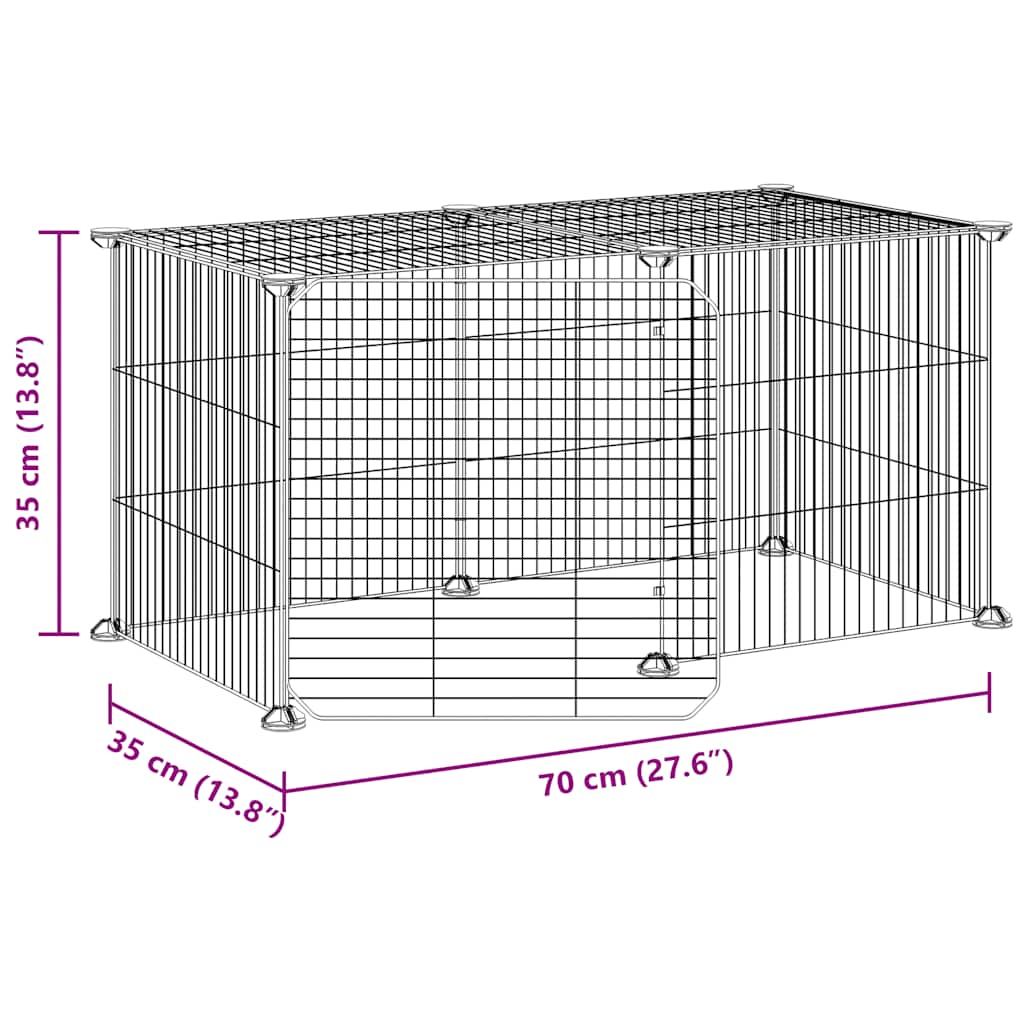 8-Panel Pet Cage with Door Black 35x35 cm Steel