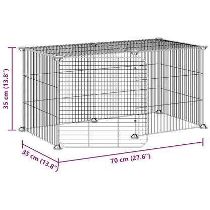 8-Panel Pet Cage with Door Black 35x35 cm Steel