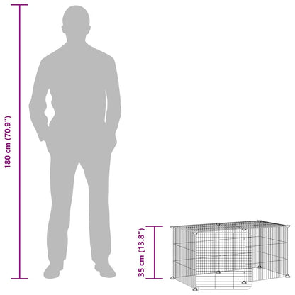 8-Panel Pet Cage with Door Black 35x35 cm Steel
