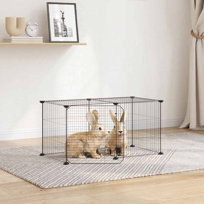 8-Panel Pet Cage with Door Black 35x35 cm Steel