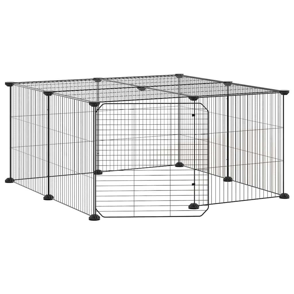 12-Panel Pet Cage with Door Black 35x35 cm Steel