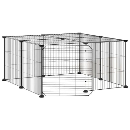 12-Panel Pet Cage with Door Black 35x35 cm Steel