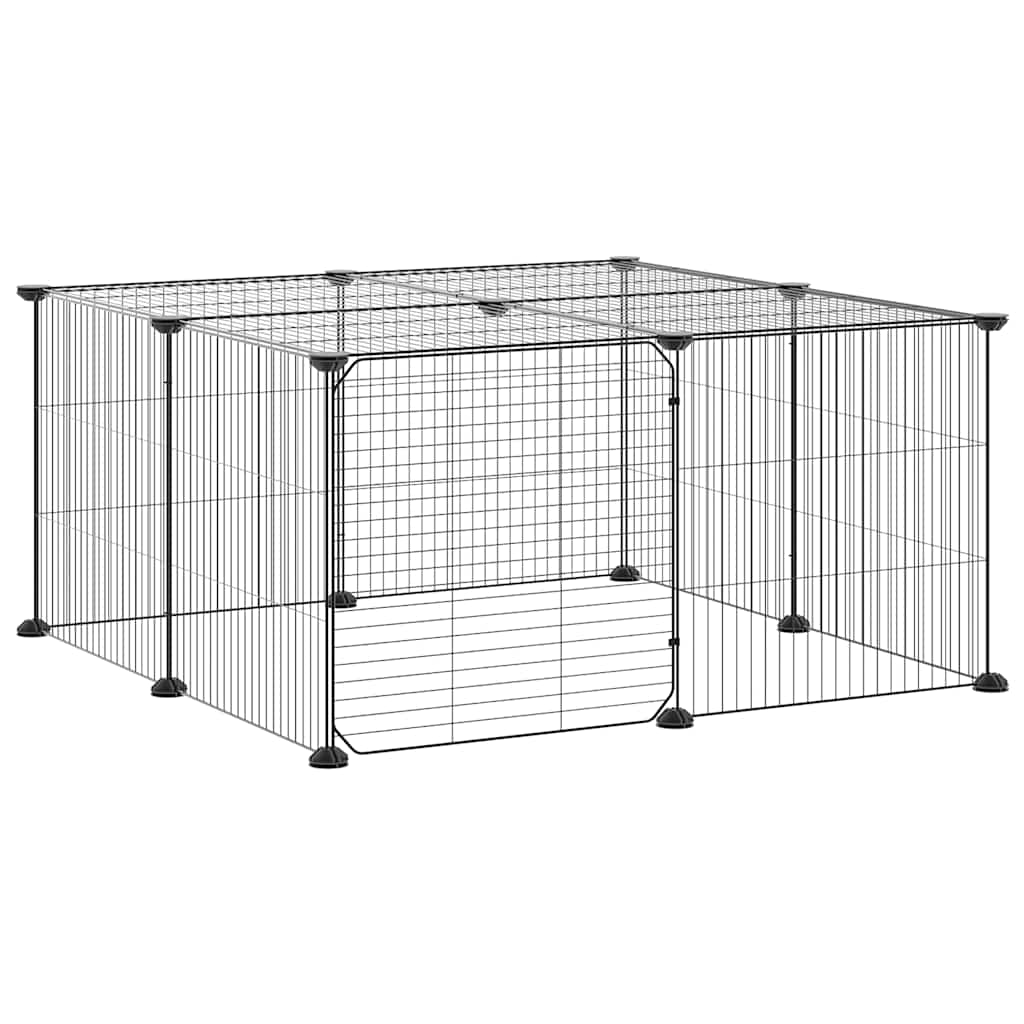 12-Panel Pet Cage with Door Black 35x35 cm Steel