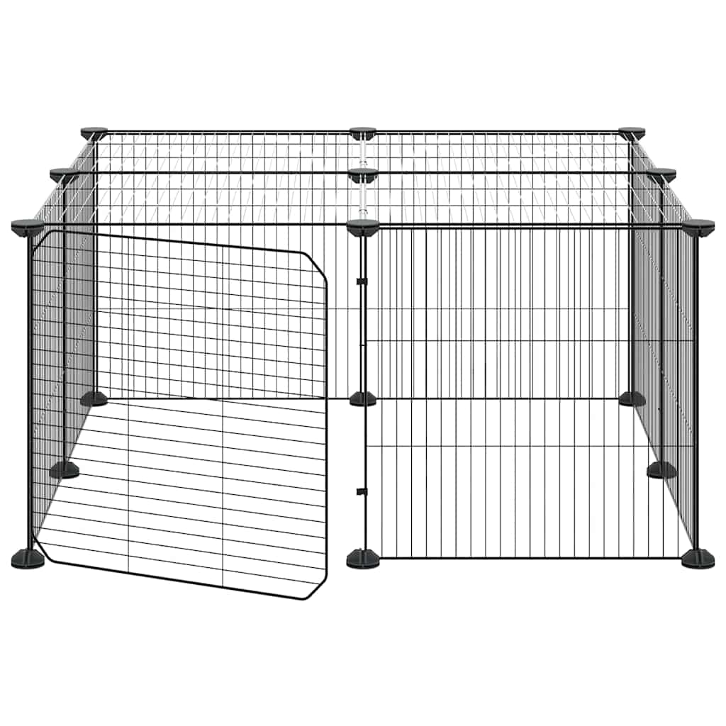 12-Panel Pet Cage with Door Black 35x35 cm Steel
