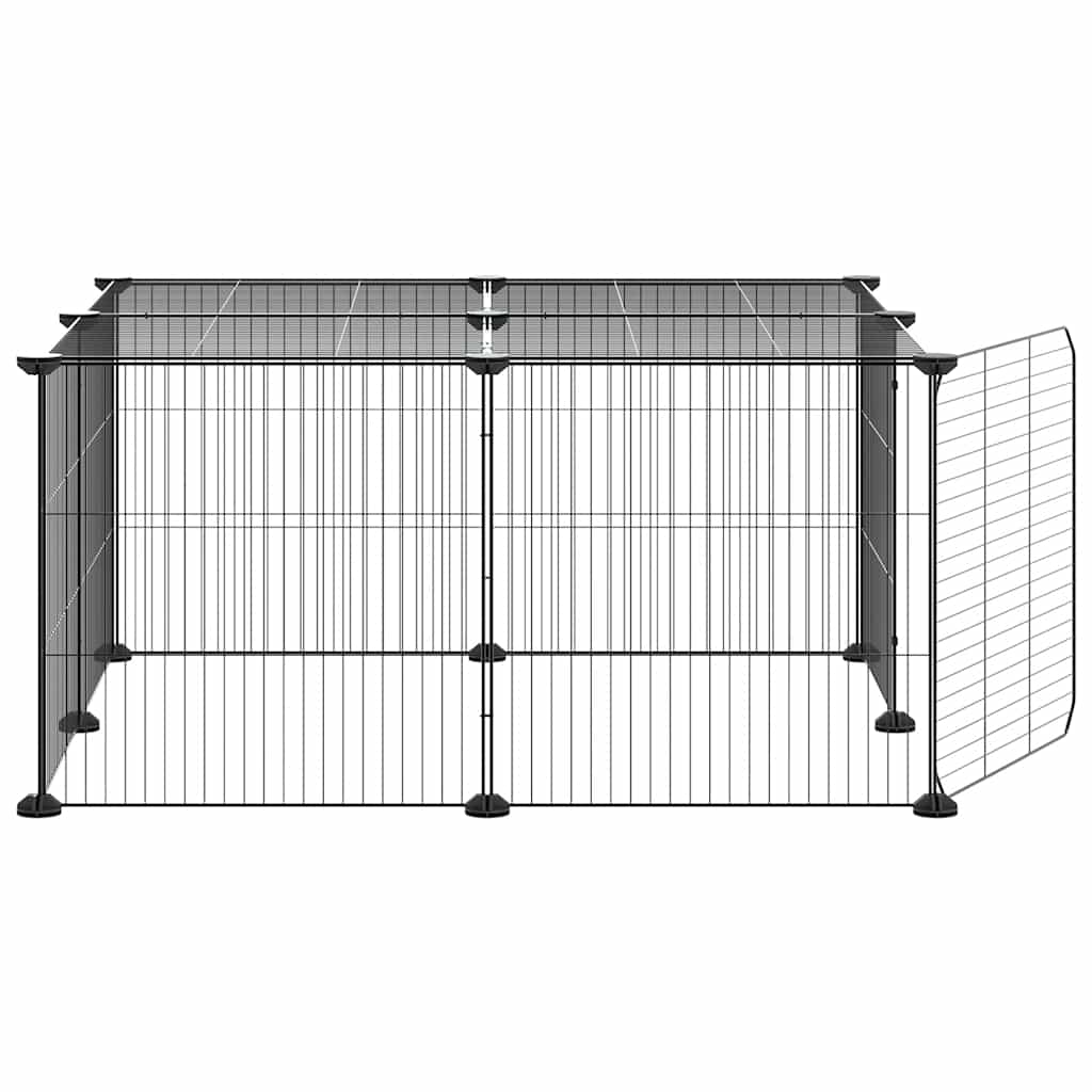 12-Panel Pet Cage with Door Black 35x35 cm Steel