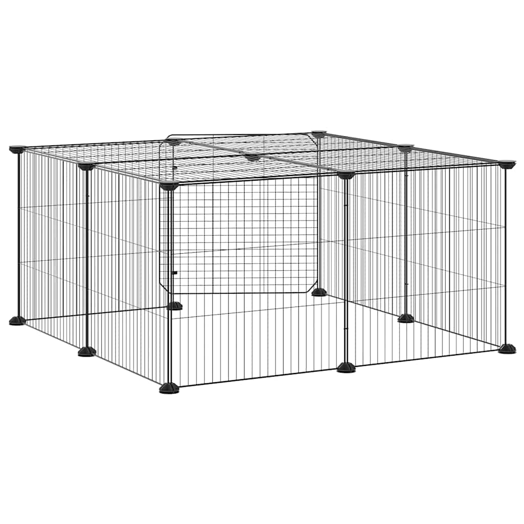 12-Panel Pet Cage with Door Black 35x35 cm Steel