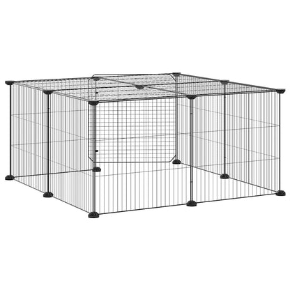 12-Panel Pet Cage with Door Black 35x35 cm Steel