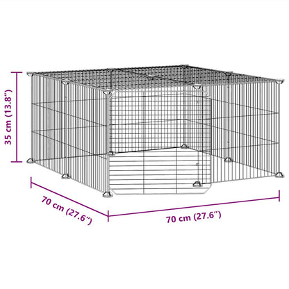 12-Panel Pet Cage with Door Black 35x35 cm Steel