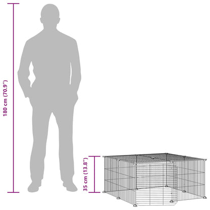 12-Panel Pet Cage with Door Black 35x35 cm Steel