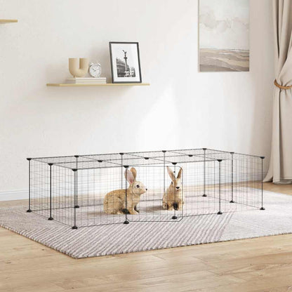20-Panel Pet Cage with Door Black 35x35 cm Steel