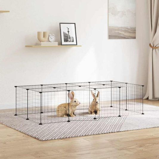 20-Panel Pet Cage with Door Black 35x35 cm Steel
