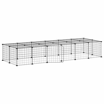 28-Panel Pet Cage with Door Black 35x35 cm Steel