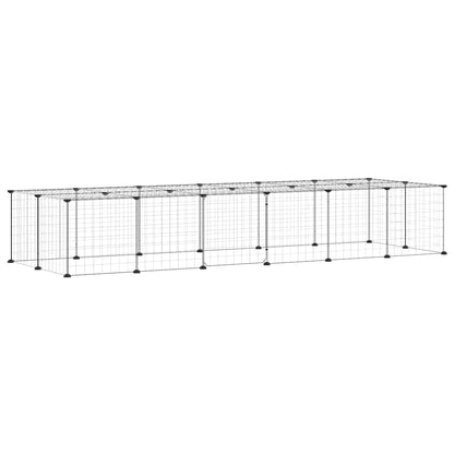 28-Panel Pet Cage with Door Black 35x35 cm Steel