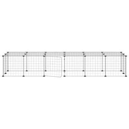 28-Panel Pet Cage with Door Black 35x35 cm Steel