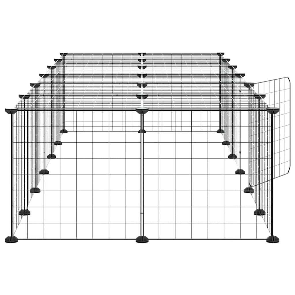 28-Panel Pet Cage with Door Black 35x35 cm Steel