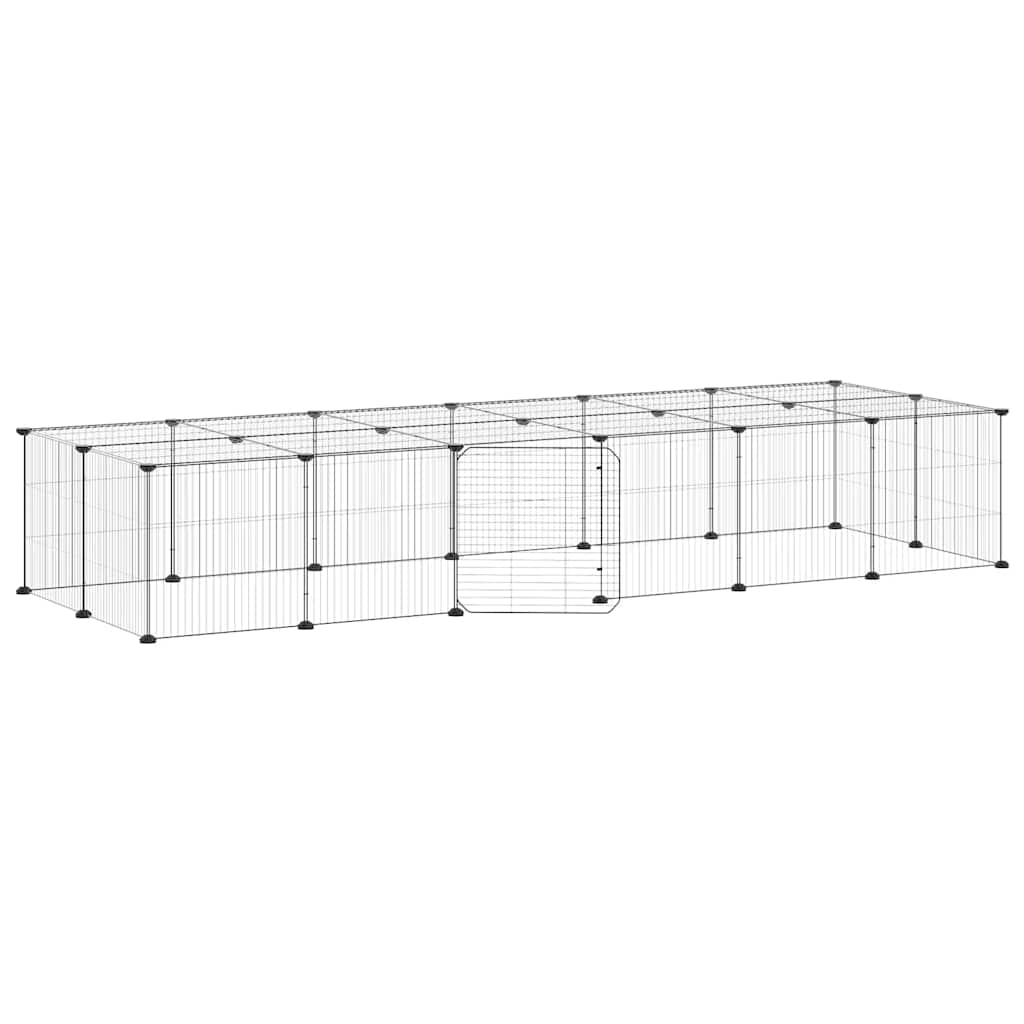 28-Panel Pet Cage with Door Black 35x35 cm Steel