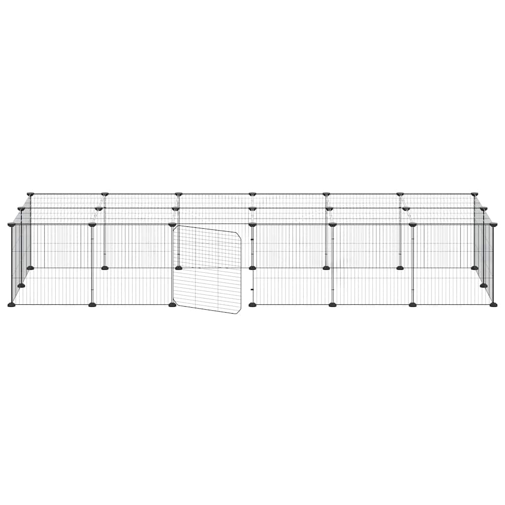 28-Panel Pet Cage with Door Black 35x35 cm Steel