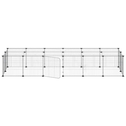 28-Panel Pet Cage with Door Black 35x35 cm Steel