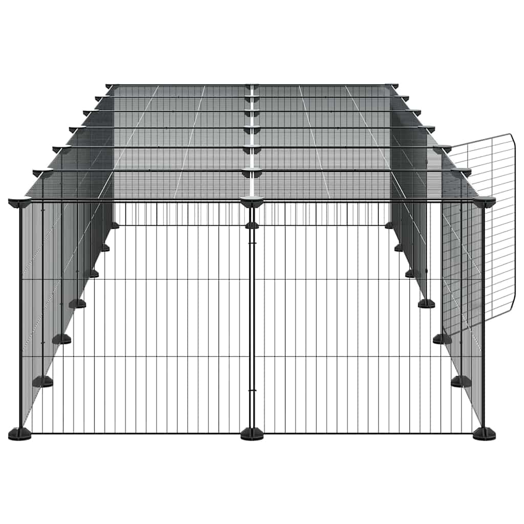 28-Panel Pet Cage with Door Black 35x35 cm Steel