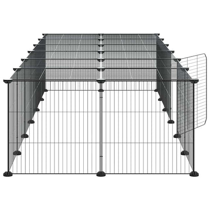 28-Panel Pet Cage with Door Black 35x35 cm Steel