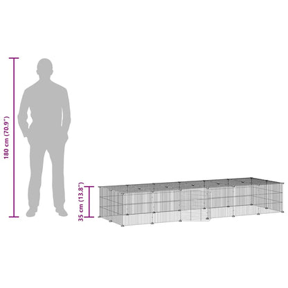 28-Panel Pet Cage with Door Black 35x35 cm Steel