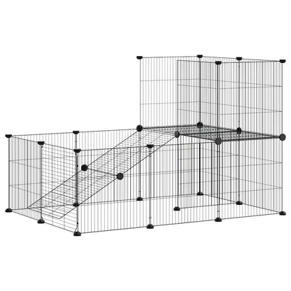 20-Panel Pet Cage with Door Black 35x35 cm Steel
