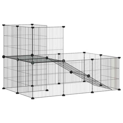 20-Panel Pet Cage with Door Black 35x35 cm Steel