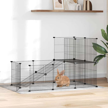 20-Panel Pet Cage with Door Black 35x35 cm Steel