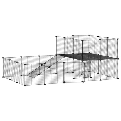 36-Panel Pet Cage with Door Black 35x35 cm Steel