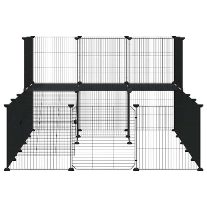 36-Panel Pet Cage with Door Black 35x35 cm Steel