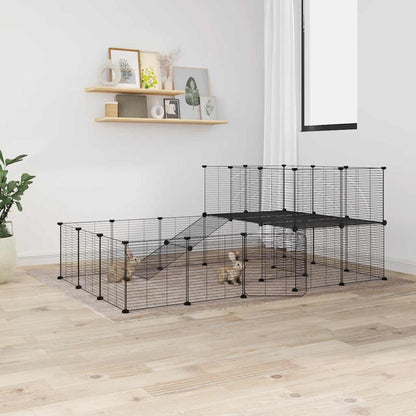 36-Panel Pet Cage with Door Black 35x35 cm Steel