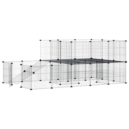 44-Panel Pet Cage with Door Black 35x35 cm Steel