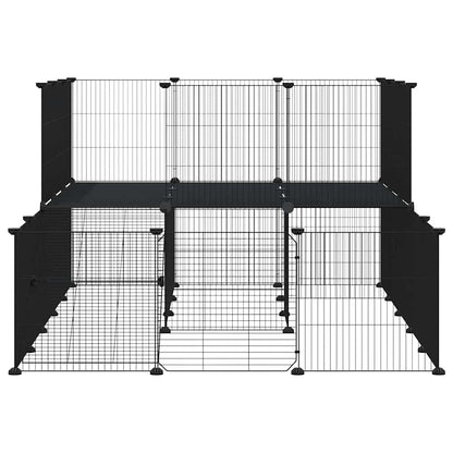 44-Panel Pet Cage with Door Black 35x35 cm Steel
