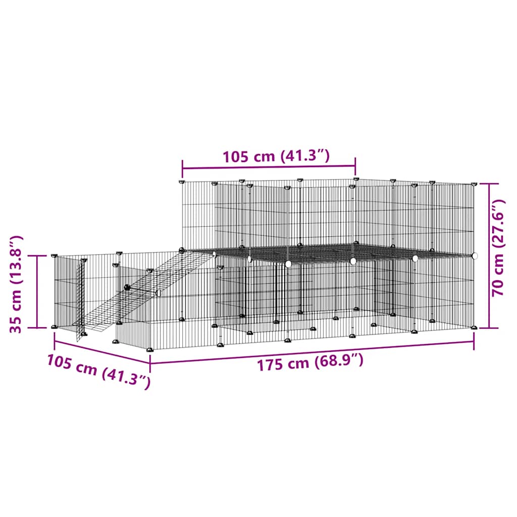 44-Panel Pet Cage with Door Black 35x35 cm Steel