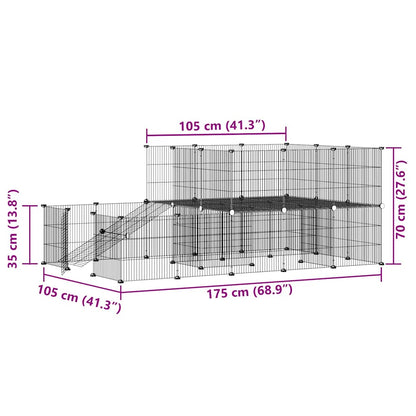 44-Panel Pet Cage with Door Black 35x35 cm Steel