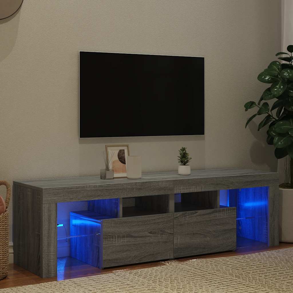 TV Cabinet with LED Lights Grey Sonoma 140x36.5x40 cm
