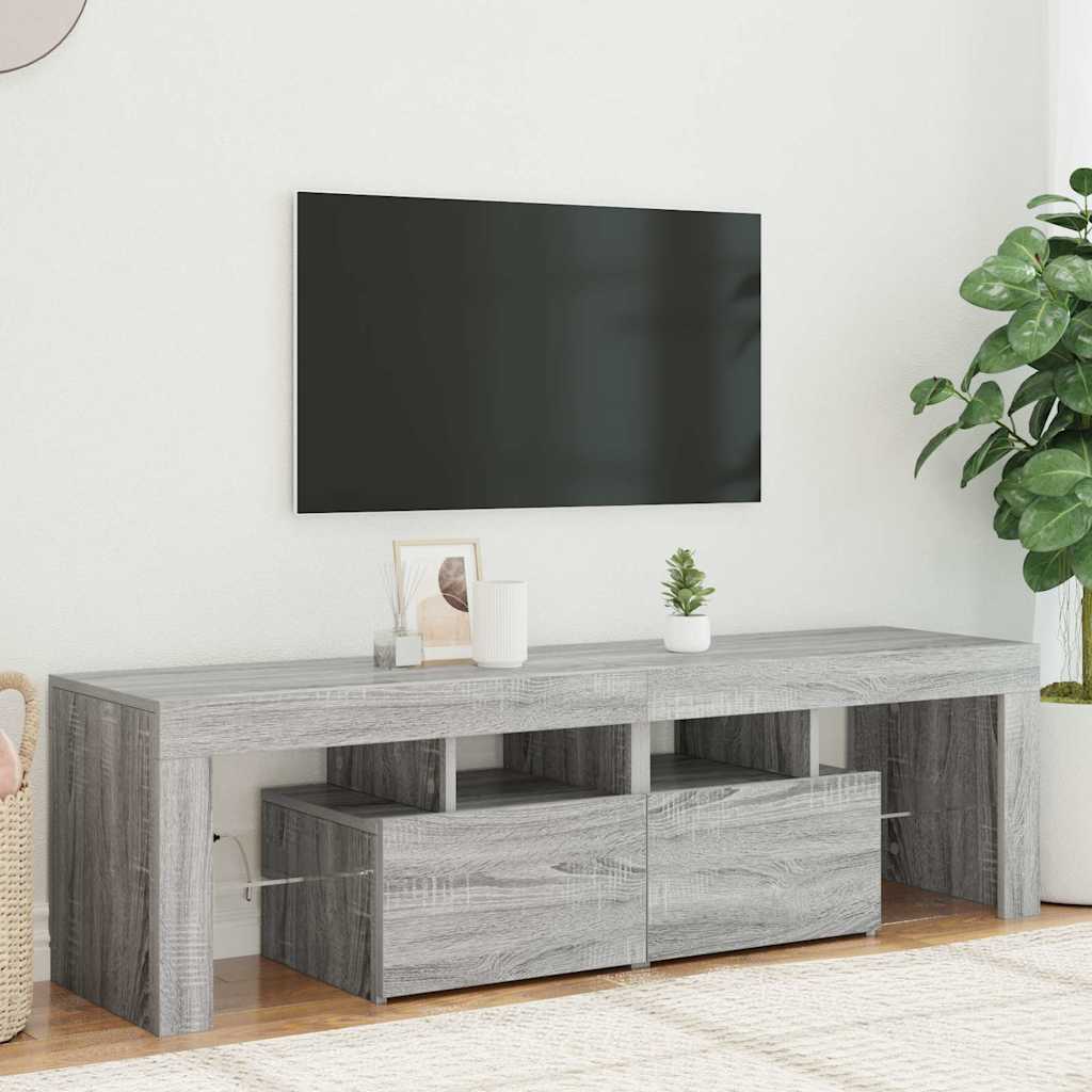 TV Cabinet with LED Lights Grey Sonoma 140x36.5x40 cm