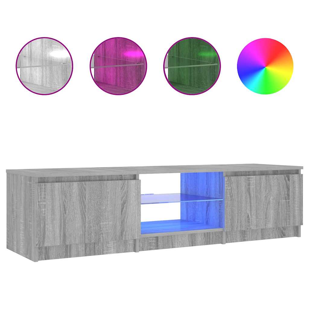 TV Cabinet with LED Lights Grey Sonoma 140x40x36 cm