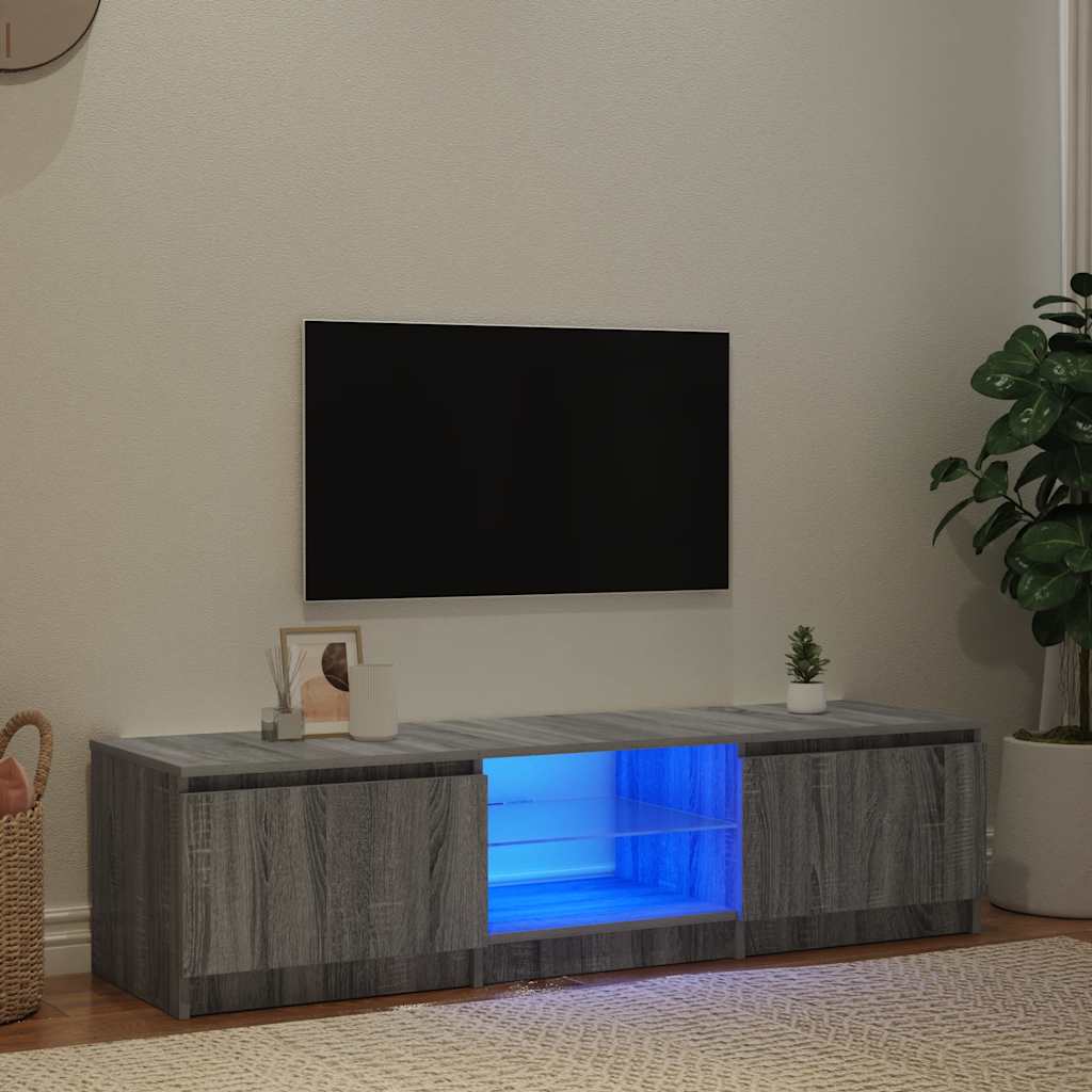 TV Cabinet with LED Lights Grey Sonoma 140x40x36 cm