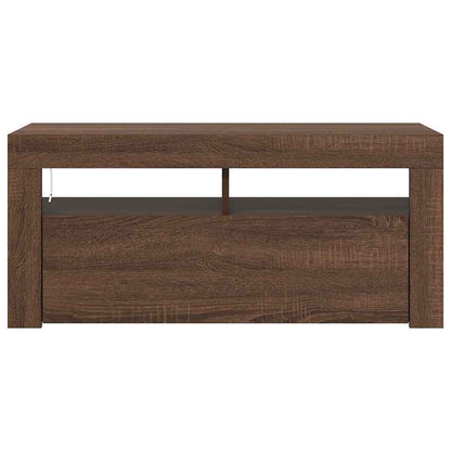 TV Cabinet with LED Lights Brown Oak 90x35x40 cm
