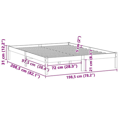 Bed Frame without Mattress 193x203 cm Solid Wood Pine King